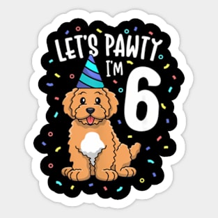 I'M 6 Goldendoodle Dog 6Th Birthday Party Sticker